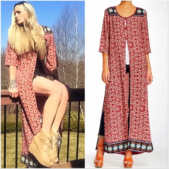 NWT Romeo & Juliet Couture Boho Maxi Flutter Sleeve Duster - Picture 2 of 4